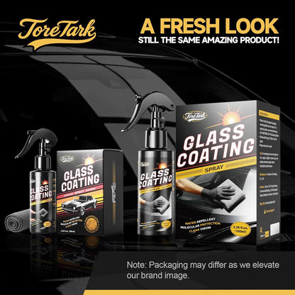 Toretark Car Ceramic Glass Coating Spray,Automotive Windshield Rain Repellent Glass Polish Protect, Long-Lasting Quick Dry Coat (3.38 fl oz +Towel)