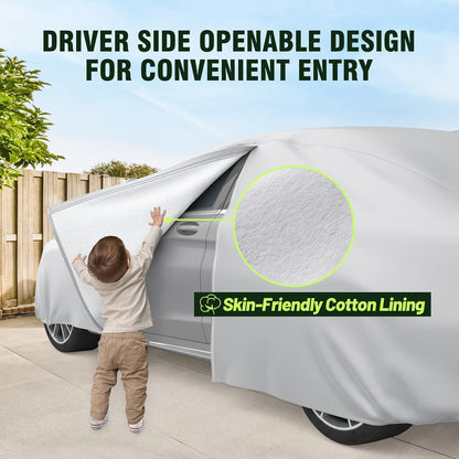 Favoto SUV Car Cover Waterproof All Weather 6 Layers Heavy Duty Car Cover for Automobiles Rain Sun Snow UV Protection with Inner Cotton Car Cover Outdoor Universal Fit for SUV (188-198 inch) Silver