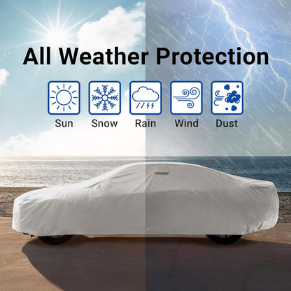 iCarCover 15-Layer Car Cover Waterproof All Weather | Premium Quality Car Covers for Automobiles, UV Protection, El Camino, Impala, Bel Air, Monte Carlo, Galaxie, Charger, Size C21 (See Size Chart) - Colors C