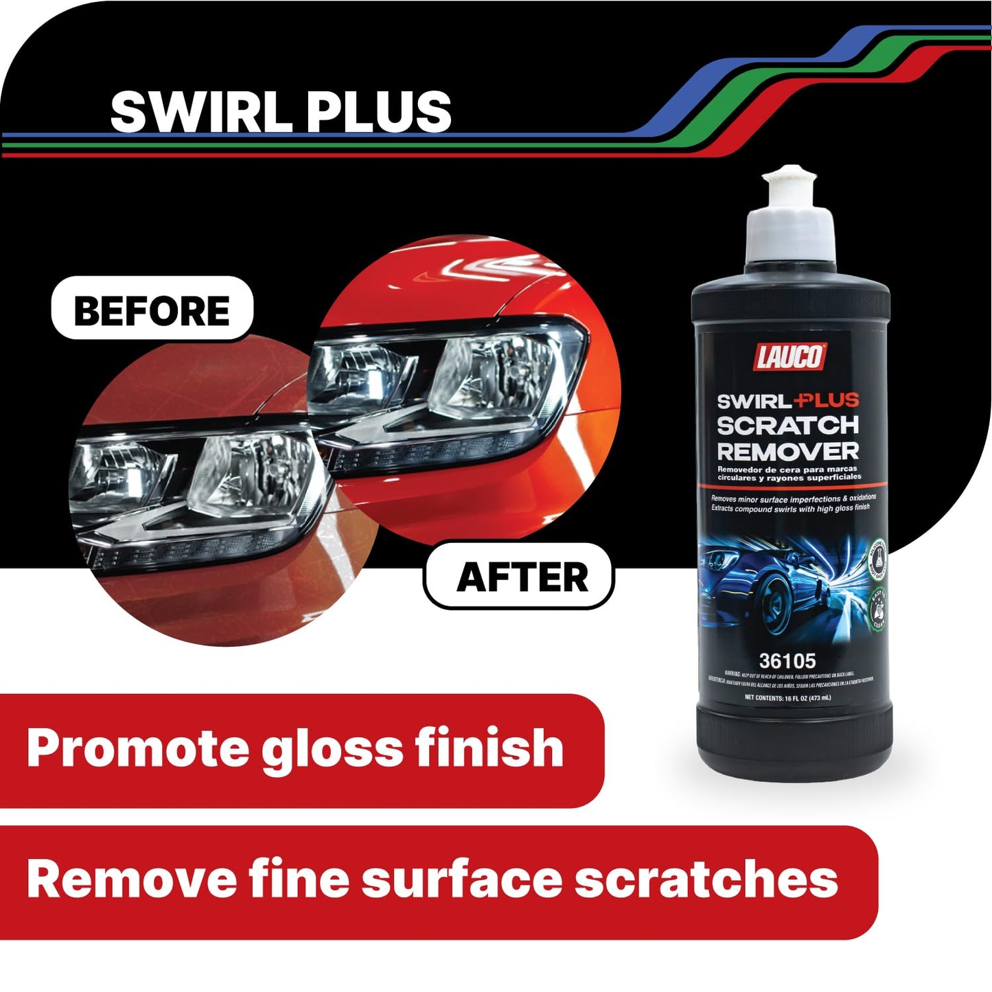 LAUCO Paint Correction Compounds Step 1, 2, 3, Swirl Remover 8oz Kits, with a Towel, Silicone-Free, Clear Coat Safe Scratch Remover, Swirl Correction & High Gloss Finishing