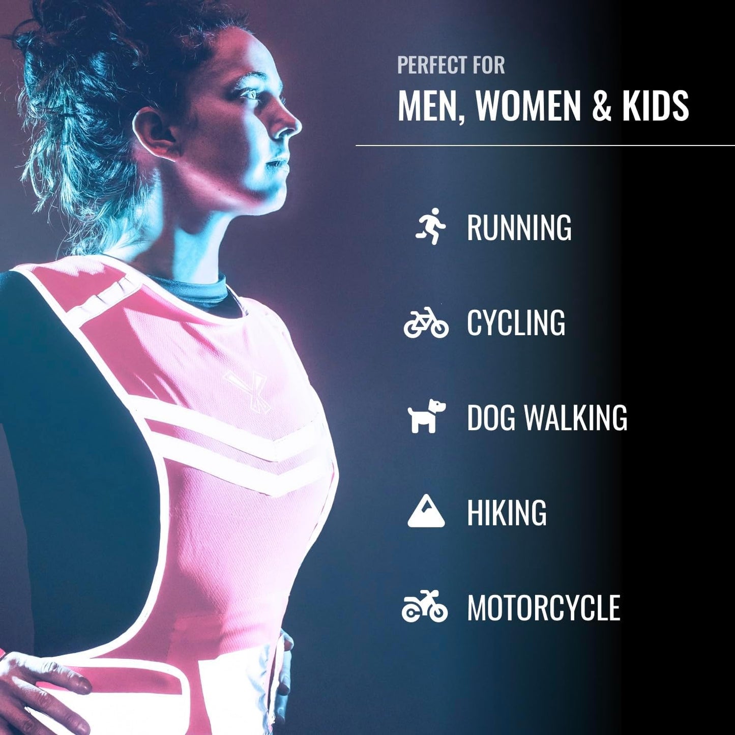 Reflective Running Vest with Pocket & 2 Bands, High-Visibility
