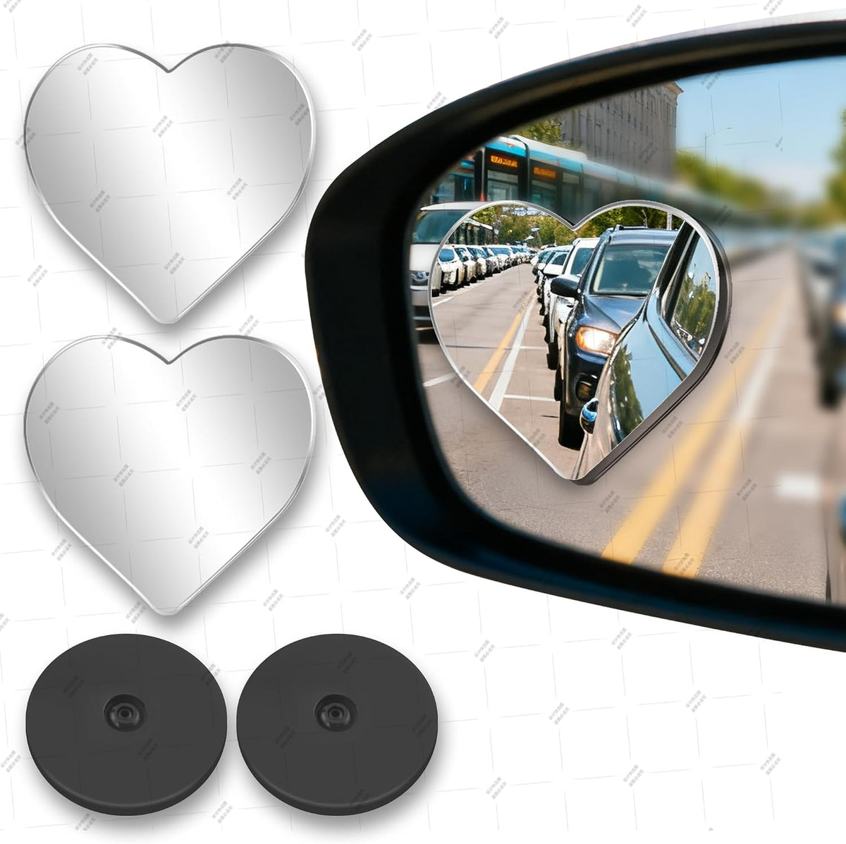 CUNCUI 2pcs Fan Shaped Blind Spot Mirror, 360 Degree Adjustabe HD Glass Blind Spot Mirrors, Frameless Convex Rear View Mirror, for any Car, Van, Suv and Trucks.