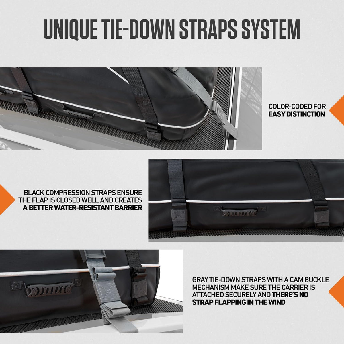 VENTURE 4TH Car Rooftop Cargo Carrier – 21 Cubic Feet Soft-Shell Waterproof Roof Bag with 10 Heavy-Duty Compression & Tie-Down Straps, Anti-Slip Mat & Door Hooks – Fits Cars with or Without Roof Rack