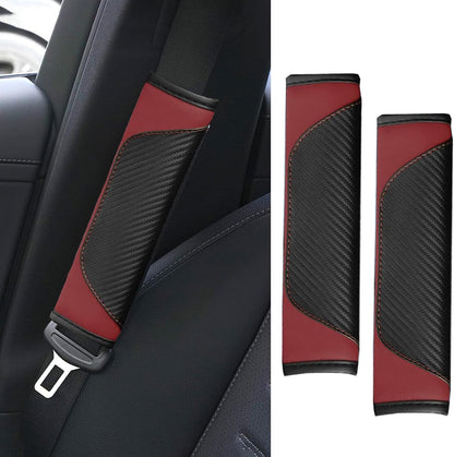 2PCS Car Seat Belt Cover Pad, Soft Carbon Fiber Leather Seatbelt Shoulder Protector for a More Comfortable Driving, Universal Safety Belt Strap Cover to Protect Your Neck (Blue)