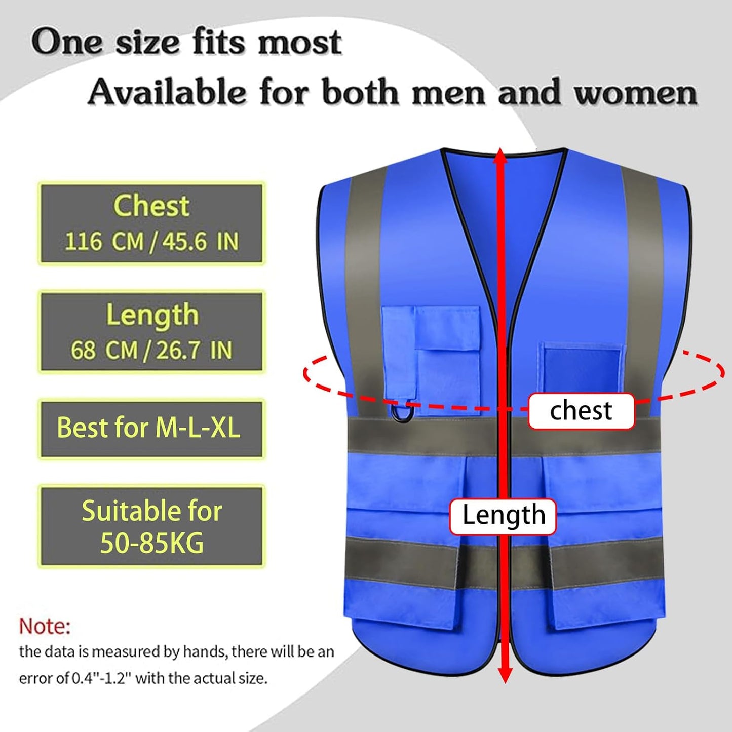 Safety Vests 20 Pack,Hi Vis Construction Vest with 5 Pockets and Zipper,Reflective Vest for Men Women Work One Size