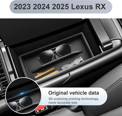 SKTU 2-Pack 2023 2024 2025 2026 Lexu s RX350 Center Console Organizer for 2023-2026 Lexu s RX350/RX450h/RX500h Console Tray 2023 2024 2025 2026 RX350 Accessories with Sunglasses Holder [Double Layers]