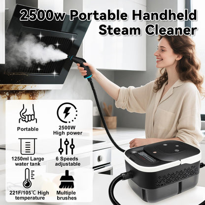Steam Cleaner, 2500W Portable Handheld Steamer for Cleaning, Large Capacity Tank Pressurized Steam Cleaning Machine for Home, Car, Bathroom, Kitchen, Furniture, Grout, Floor, Tile