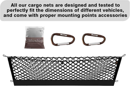 Muslogy Truck Bed Cargo Net Trunk Netting Compatible with 2023-2025 2026 Honda CR-V Accessories, Pickup Cargo Organizer SUV Sedan Storage Net w/Heavy Duty Carabiners - Colors A