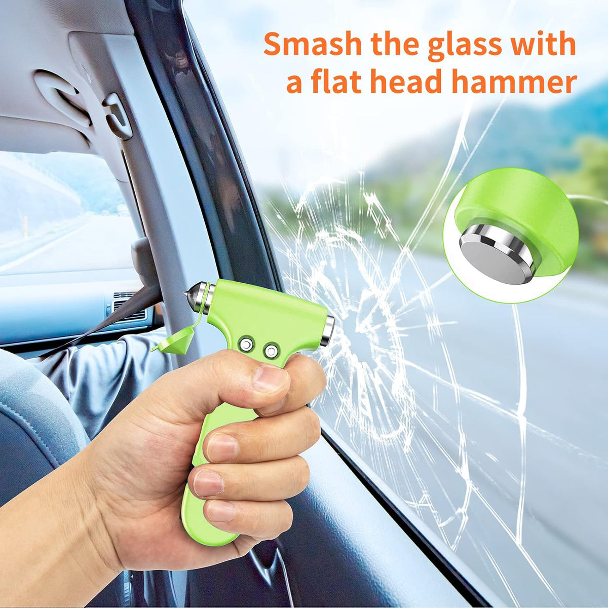 Car Safety Hammer, 2PCS Black 3-in-1 Emergency Escape Tool with Window Breaker and Seat Belt Cutter, Safety Emergency Car Escape Tool for Car, Office, Home