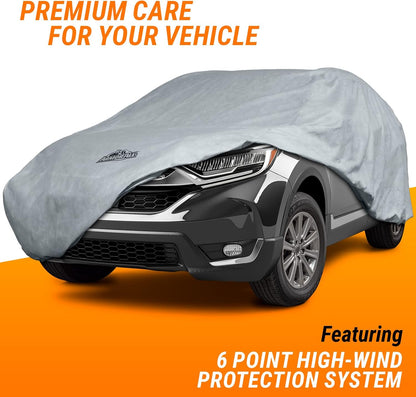 Armor All Heavy Duty Premium All-Weather SUV Car Cover by Season Guard; Max Protection from Sun Rain Wind & Snow for SUV or CUV up to 205" in Length; Indoor & Outdoor Covers; Grey