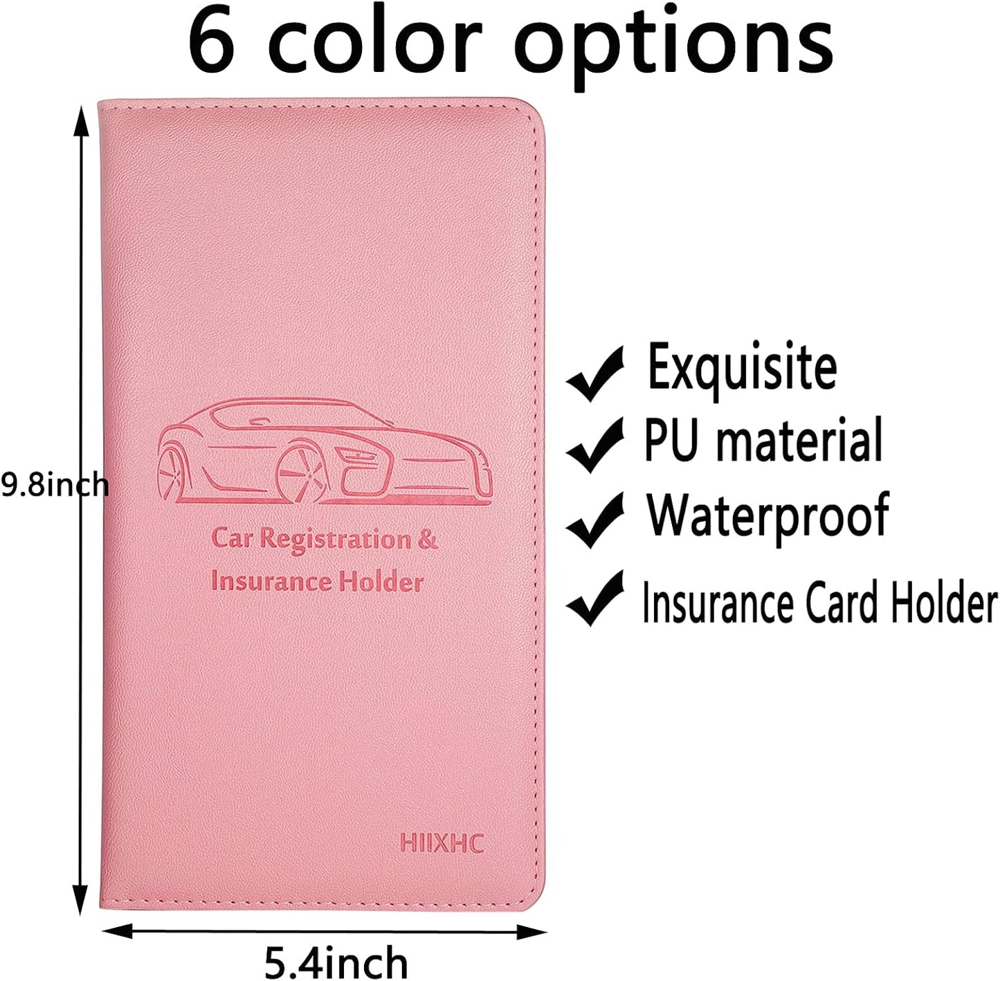 Car Registration and Insurance Card Holder - Leather Vehicle Glove Box Automobile Documents Paperwork Wallet Case Organizer for ID, Driver's License, Key, Cards - Car Accessories for Women&Men