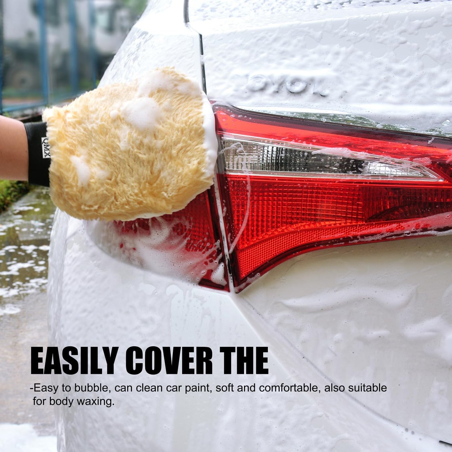 Car Wash Mitt Microfiber Scratch Free,Premium Chenille Ultra-Soft Car Wash Gloves,Thickened Inside Coated Swirl-Free Finish 5-Finger Design Detailing for Cleaning Car Wash Brush,2-Pack Yellow