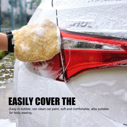 Car Wash Mitt Microfiber Scratch Free,Premium Chenille Ultra-Soft Car Wash Gloves,Thickened Inside Coated Swirl-Free Finish 5-Finger Design Detailing for Cleaning Car Wash Brush,2-Pack Yellow