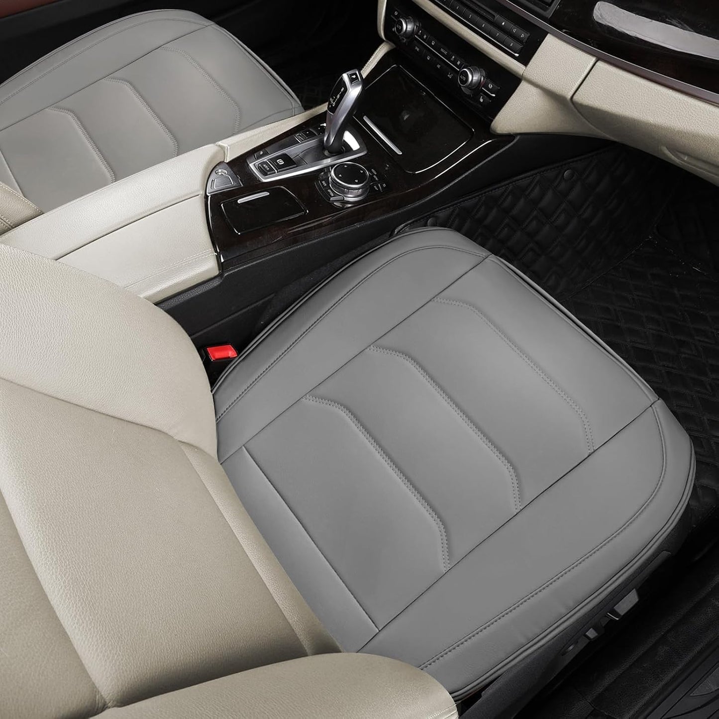 BOPUOVRE Car Seat Cover for Luxury & Comfort - PU Leather, Anti-Slip, Full Wrap Protection with Storage Pocket for Bottom Cushion - Universal Fit for 95% of Vehicles (Black,1 Piece)