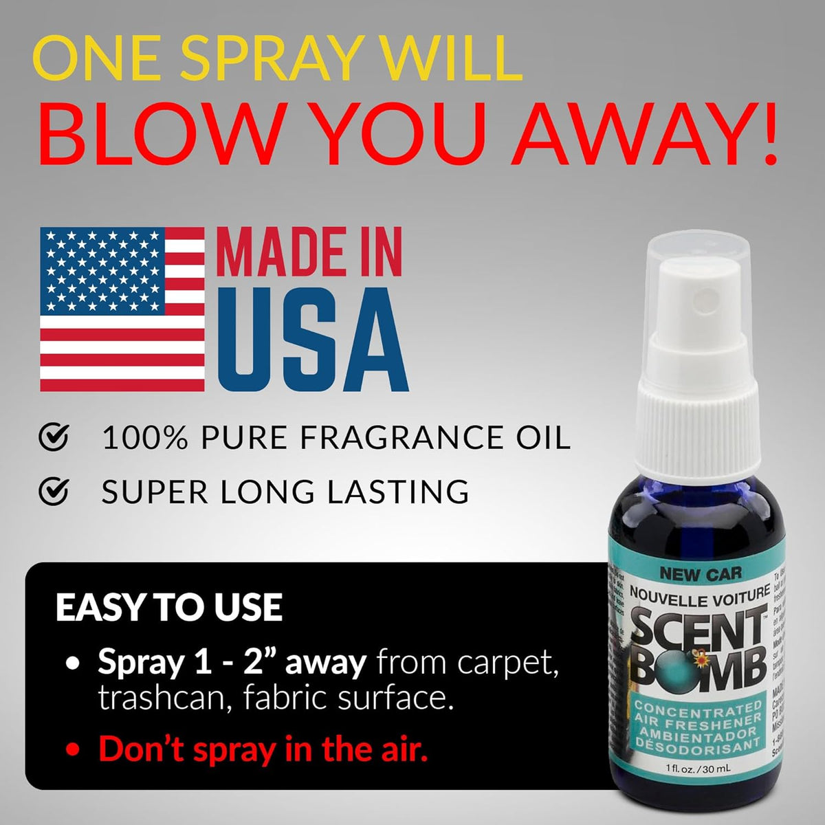 Scent Bomb Air Freshener Spray, Long-Lasting Odor Eliminator - Effective Deodorizer for Home & Car, Fresh Room Spray for Kitchen, Bathroom & Smell Neutralizer - 1 oz Pack of 4, Black Cherry Scent