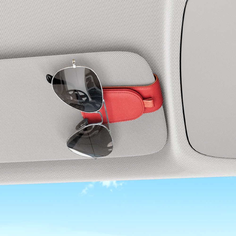 Sotfamily Sunglass Holder for Car Visor, Suede Cloth Magnetic Sunglass Organizer for Car Accessories, 2 Packs, Black