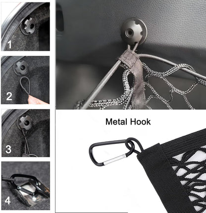 BAILALIBO Cargo Net Stretchable, Adjustable Elastic Trunk Mesh Nets with Metal Hook Universal for SUV, Jeep, Trucks, Car Exterior Accessories for Secure Storage (35.4x15.8 inch)