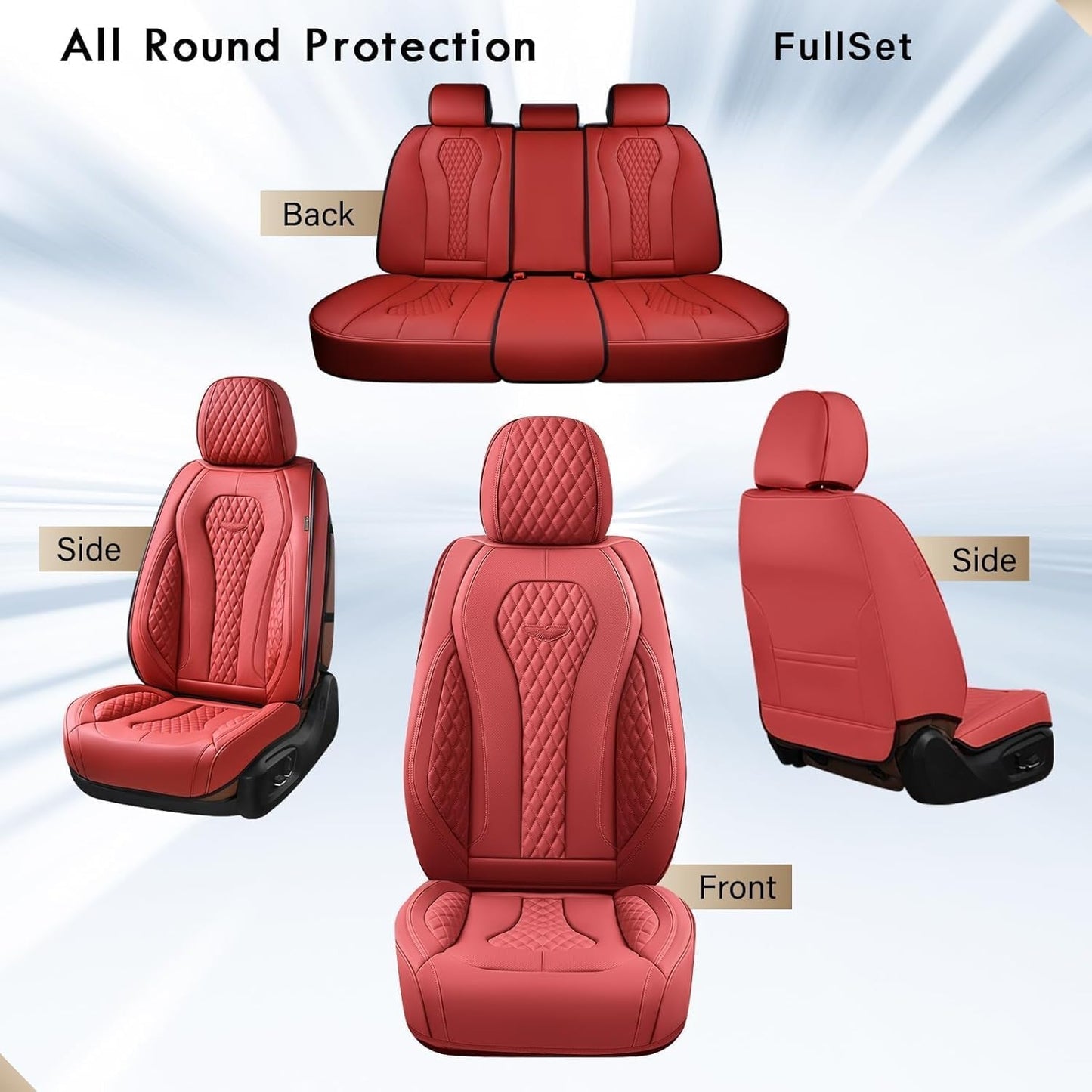 Coverado Seat Covers, Car Seat Covers Full Set, Black Car Seat Cover, Car Seat Covers Front Seats Back Seat Cover, Waterproof Car Seat Cushion, Leather Seat Covers Seat Protector Fit for Most Cars