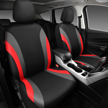 CAR PASS Line Rider Sporty Front Seat Covers,Gray Car Seat Covers Two Front Seats Only, Airbag Compatible,Universal Fit Sedans,Cars,Vans,SUV,Truck(Black and Gray)
