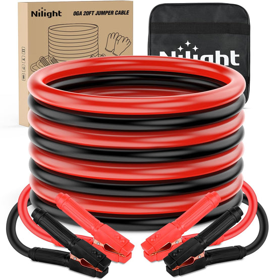 Nilight Jumper Cables for Car Battery 8 Gauge 12 FT Booster Cable Heavy Duty 250 A CCA with Carrying Bag Jump Start Emergency Kit Pickup Vans SUV Sedan Motorcycle