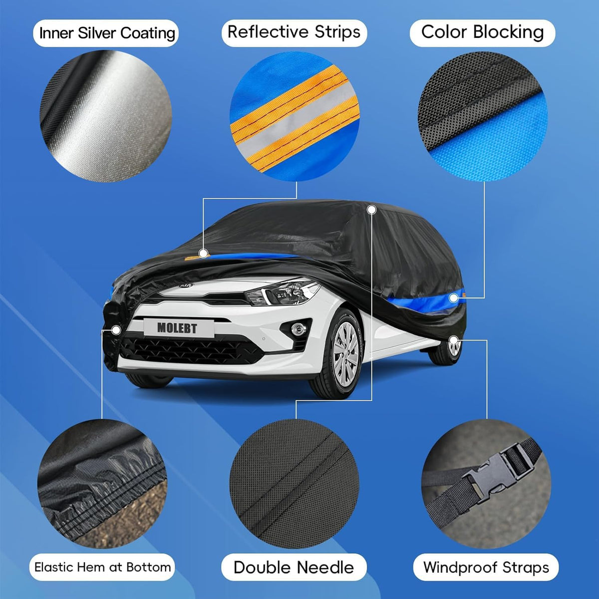 Car Cover Waterproof All Weather for Automobiles, Universal Fit Sedan Coupe Chevrolet Corvette/Camaro, Ford Mustang/Fusion, Honda Accord/Civic, KIA Optima, Hyundai Sonata, Nissan Maxima etc.