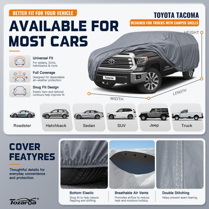 SUV Cover Waterproof All-Weather,Outdoor Full Exterior Automobiles SUV(Length 182-190 inch) with Windshield Sun Shade Universal Fit Toyota RAV4,CRV,Model Y,Q5,Size S2 (See SizeChart)
