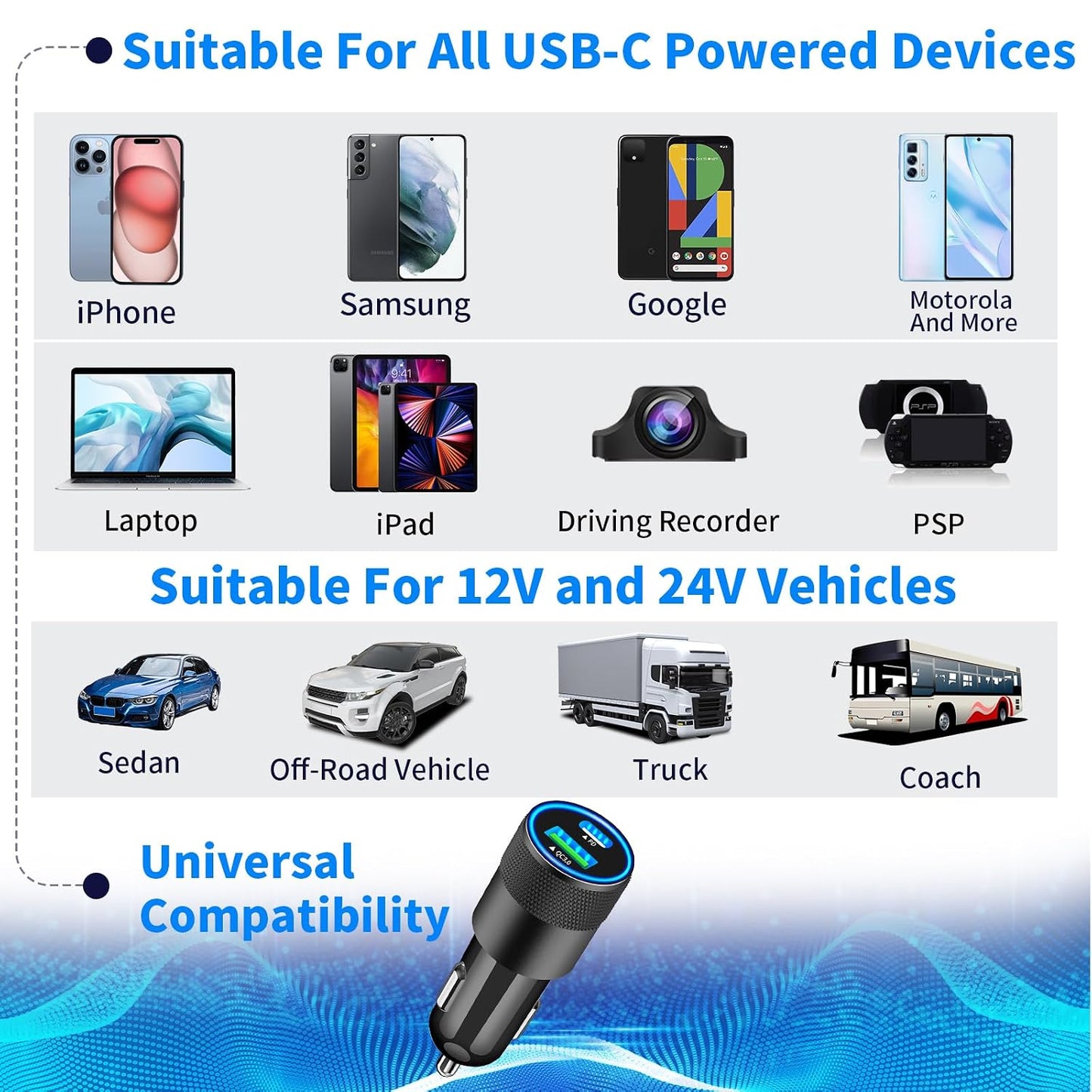 【MFi Certified】iPhone 17 Car Charger Fast Charging, Braveridge 75W USB C PD&QC Car Power Cigarette Lighter USB Charger with 6FT Type C Coiled Cable for iPhone 17/17 Pro Max/16/15/Galaxy S26/S25/Pixel