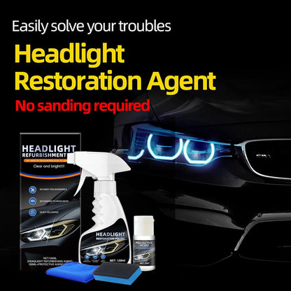 10X Brighter Headlight Restoration Kit - Pro Grade Headlight Cleaner & Sealant, Fixes Yellowed Cloudy Lenses to Crystal Clear in 5 Mins, Car Accessories Car Cleaning Supplies for Night Driving Safety