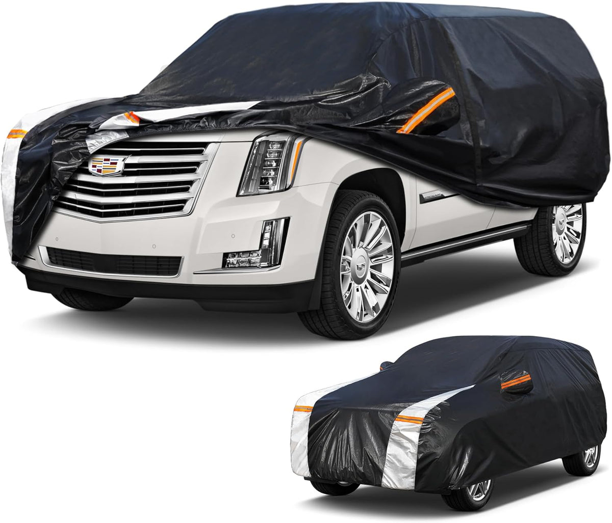Large SUV Car Cover for Chevy Suburban 100% Waterproof All Weather, Heavy Duty Outdoor Full Exterior Covers Rain Sun Wind UV Protection. - Colors A