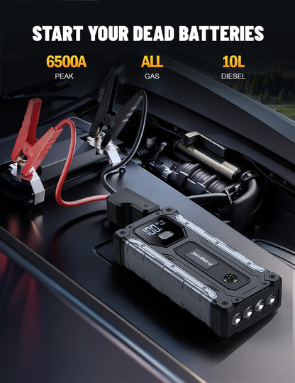 Sharmeal Car Jump Starter 5000A, Jump Starter Battery Pack for 10.0L Gas and 9.0L Diesel, 12V Portable Jump Box with LED Light
