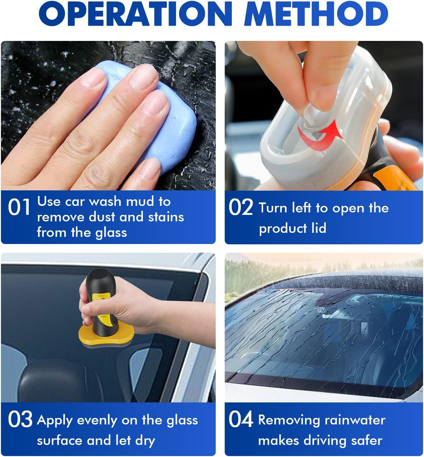 Windshield Rain Repellent - Durable Hydrophobic Coating for Car Windows, Glass & Mirrors, Waterproof Treatment