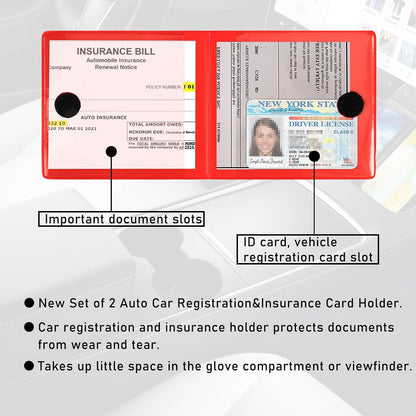 Kewucn 1 PC Car Registration Insurance Holder, Essential Auto Card Glove Box Organizer, Vehicle Interior Accessories Perfect for Most Car, Truck, SUV (10.55''×4.8'', Pink)