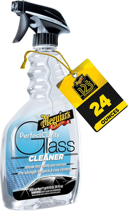 Meguiar's Perfect Clarity Glass Cleaner, Keep Windows, Windshields, and Mirrors Gleaming using a Premium Anti-Hazing Formula that Leaves a Superior Streak Free Finish, 24 Oz