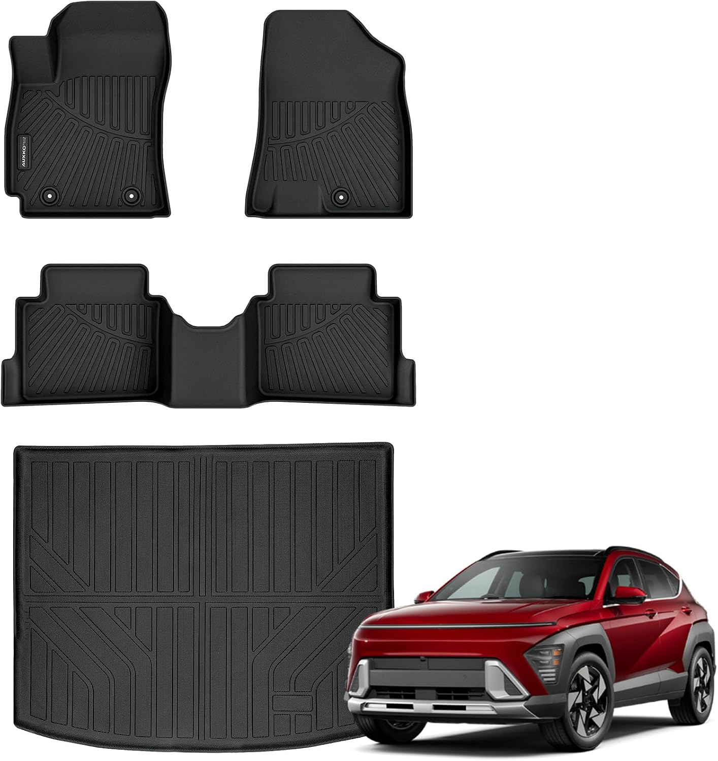 Auxko All Weather Floor Mat & Cargo Mat Fit for 2026 2025 2024 2023 2022 Hyundai Tucson Hybrid(Not PHEV) TPE Liner Tucson Accessory Set All Season Odorless Anti-Slip Floor Liner