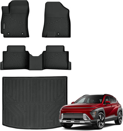 Auxko All Weather Floor Mat & Cargo Mat Fit for 2026 2025 2024 2023 2022 Hyundai Tucson Hybrid(Not PHEV) TPE Liner Tucson Accessory Set All Season Odorless Anti-Slip Floor Liner