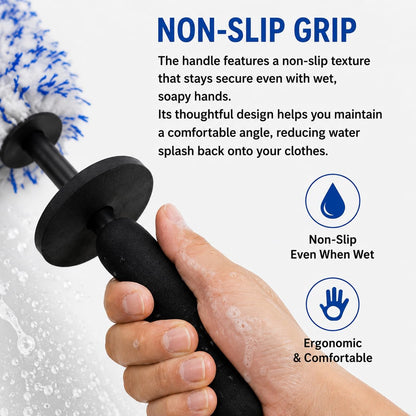 Microfiber Wheel Brush, Wheel Barrel Brush, Highly Water Absorption Rim Brushes for Cleaning Wheels, Tire and Car Detailing, Black