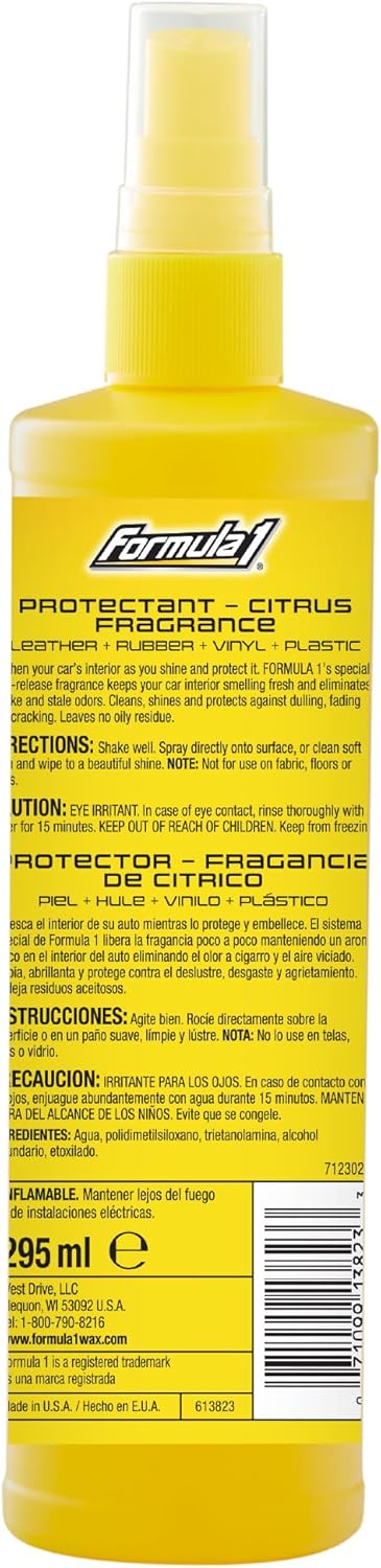 Formula 1 Interior Detailing Protectant Spray, Car Interior Cleaner with Lasting Strawberry Fragrance and UV Protection, Safe for Vinyl, Rubber, Plastic, & Dashboard - 10oz