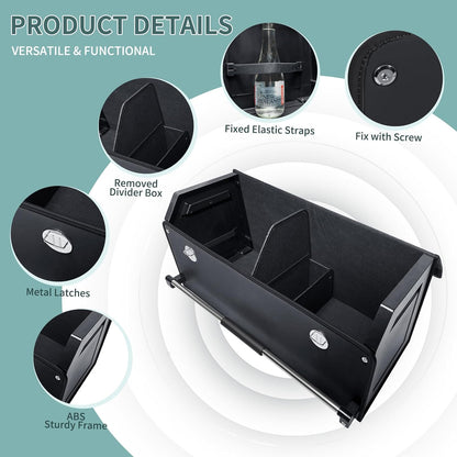 XCF Car Trunk Organizer, Leather Trunk Organizer for SUV with Lid and Sturdy Handle Car Storage Organizer (Black, 20.47 x 11.42 x 12.2in)