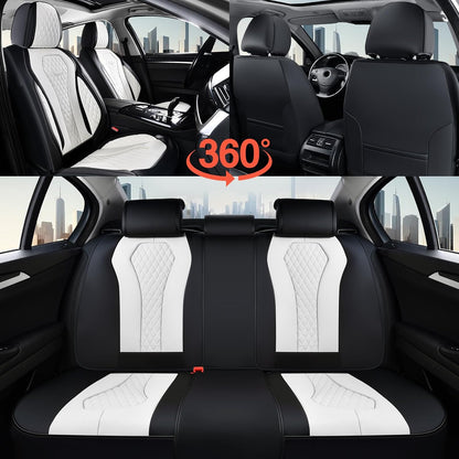 Coverado Seat Covers, Car Seat Covers Full Set, Black Car Seat Cover, Car Seat Covers Front Seats Back Seat Cover, Waterproof Car Seat Cushion, Leather Seat Covers Seat Protector Fit for Most Cars