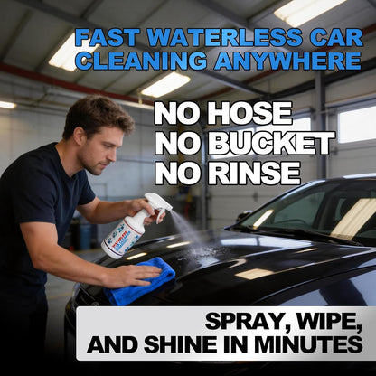 Waterless Car Wash Spray & Wipe Detailer, Exterior Cleaner for Paint Glass Wheels Trim, No Hose Car Wash for Light Dirt, Dust Quick Shine (16.9 Fl Oz)