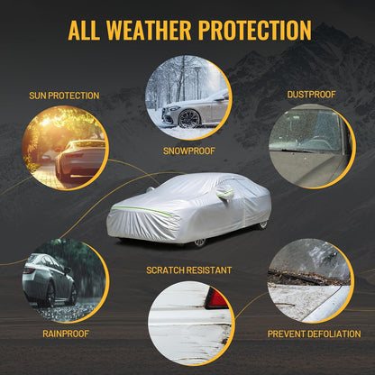 Favoto SUV Car Cover Waterproof All Weather 6 Layers Heavy Duty Car Cover for Automobiles Rain Sun Snow UV Protection with Inner Cotton Car Cover Outdoor Universal Fit for SUV (188-198 inch) Silver