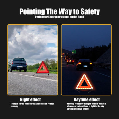gunhunt Pack-1 Standard Warning Triangles, Reflective Triangle Emergency Warning, Foldable Safety Triangle, Roadside Hazard Sign, Universal Triangular Warning Signs for Cars (Red)