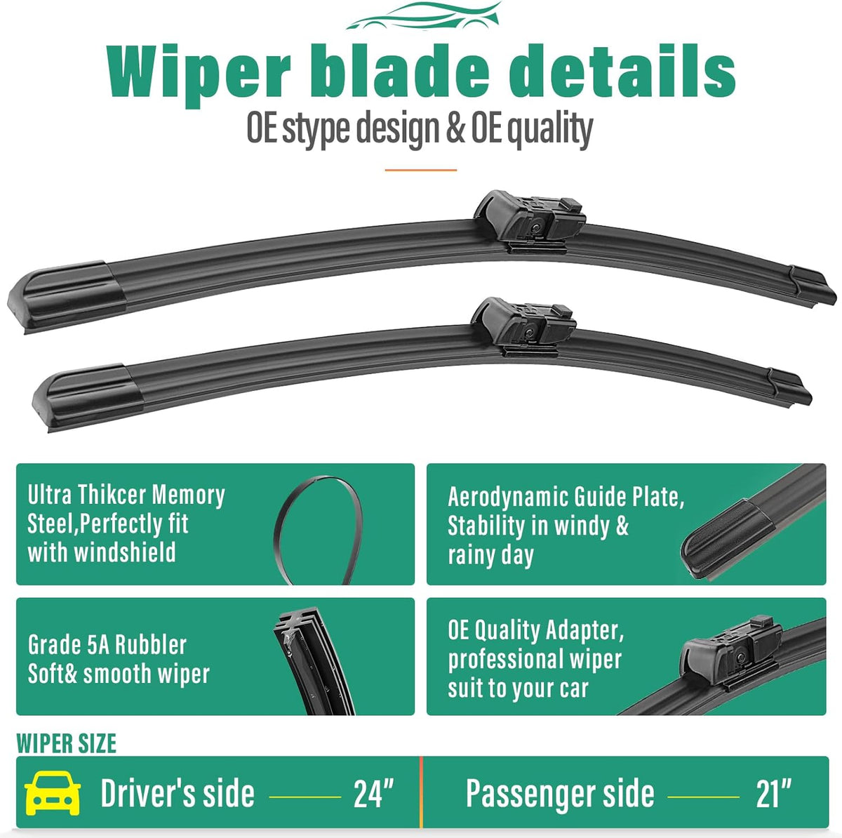 26" 16" 12" Windshield Wiper Blades Replacement for Toyota RAV4 2019 2020 2021 2022 2023 2024 2025 RAV 4 / Mazda 5 2006-2015 Premium All Weather Front Rear Wipers Set - OEM Quality (Pack of 3) - Colors A