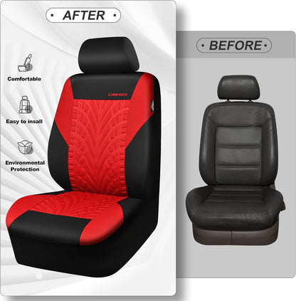 CAR PASS Car Seat Covers Full Sets, Front & Split Rear Bench for Car, 3D Tyre Embossed Automotive Interior Covers, Airbag Compatible, Quick Setup Universal Fit Seat Covers for Car, SUV(Charcoal)