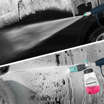 Sooprinse Short Pressure Washer Gun With Foam Cannon, High Pressure Snow Foam Lance, 1/4 Inch Quick Connector, Power Washer Blaster, Car Wash Mitt, 3000 PSI, 1 Liter