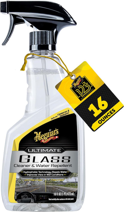 Meguiar's Perfect Clarity Glass Cleaner, Keep Windows, Windshields, and Mirrors Gleaming using a Premium Anti-Hazing Formula that Leaves a Superior Streak Free Finish, 24 Oz
