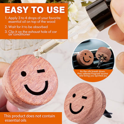 Essential Oil Car Diffuser, 2 PCS Car Aromatherapy Wood Diffuser with Vent Clip