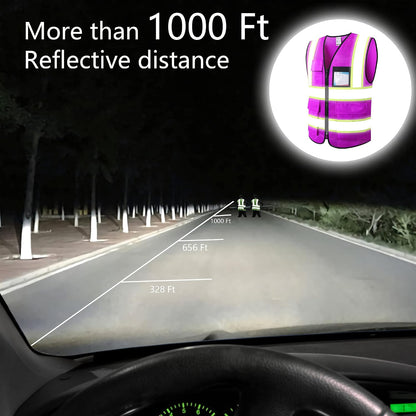 Reflective High Visibility Safety Vest for Men Women with Pockets Zipper Front Meets ANSI/ISEA Standards