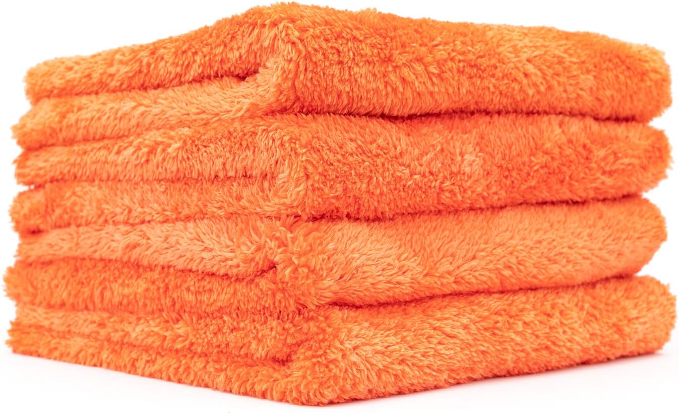 The Rag Company - Eagle Edgeless 500 (4-Pack) Professional Korean 70/30 Blend Super Plush Microfiber Detailing Towels, 500GSM, 16in x 16in, Blue