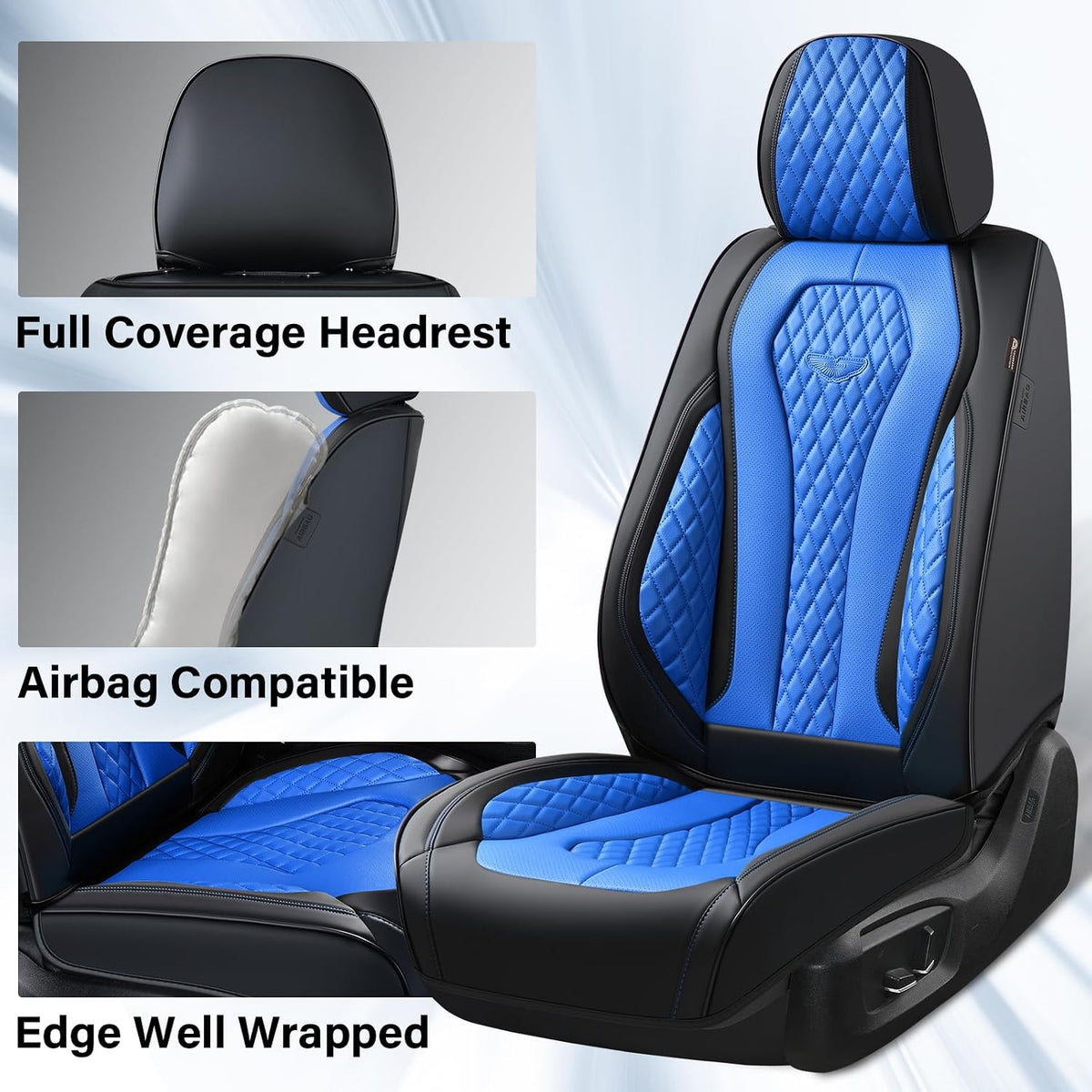 Coverado Seat Covers, Car Seat Covers Full Set, Black Car Seat Cover, Car Seat Covers Front Seats Back Seat Cover, Waterproof Car Seat Cushion, Leather Seat Covers Seat Protector Fit for Most Cars